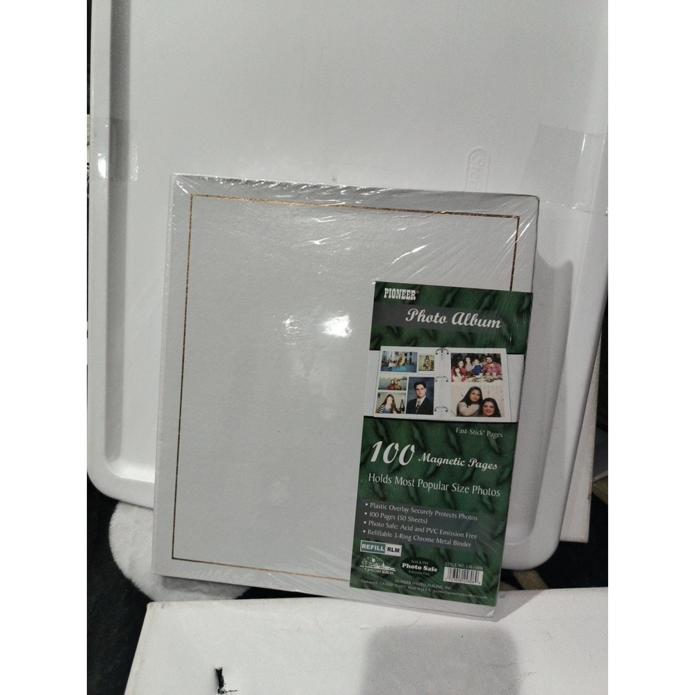 NEW Pioneer Photo Album Book 100 Magnetic Pages White 3 Ring Photo Safe Binder